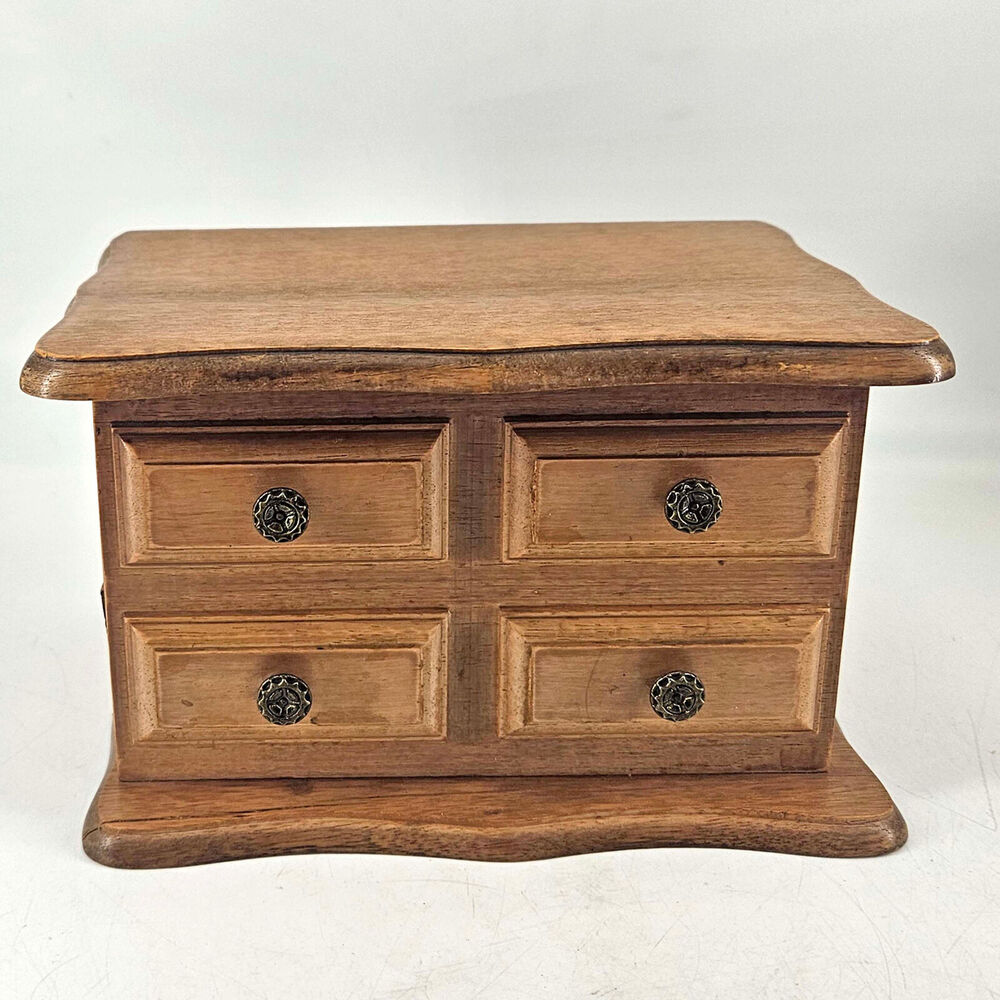 Vintage Wood French Provincial style Jewelry Box w secret compartments